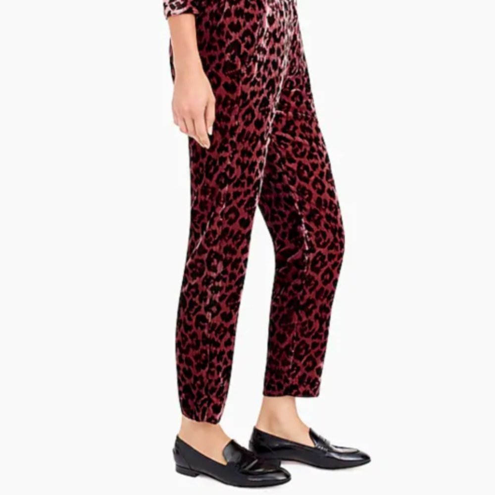 J.Crew Rose Leopard Velvet Pants Size 6
